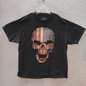 2K2BT Men Shirt 2XL Black American Skull Graphic Short Sleeve Crew Neck‎ Tee
